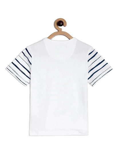 White Mouse Printed Round Neck Cotton T-shirt - Ladore