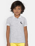 White Self Design Polo Cotton T-shirt