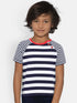 White Striped Round Neck Cotton T-shirt