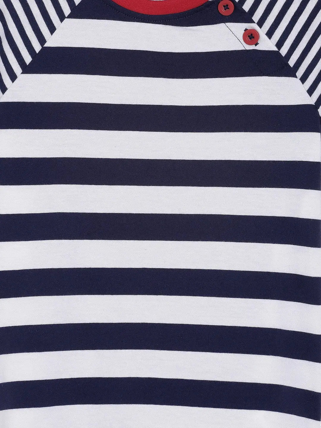 White Striped Round Neck Cotton T-shirt - Ladore