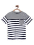 White Striped Round Neck Cotton T-shirt