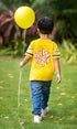 Yellow Patterned Round Neck Cotton T-shirt