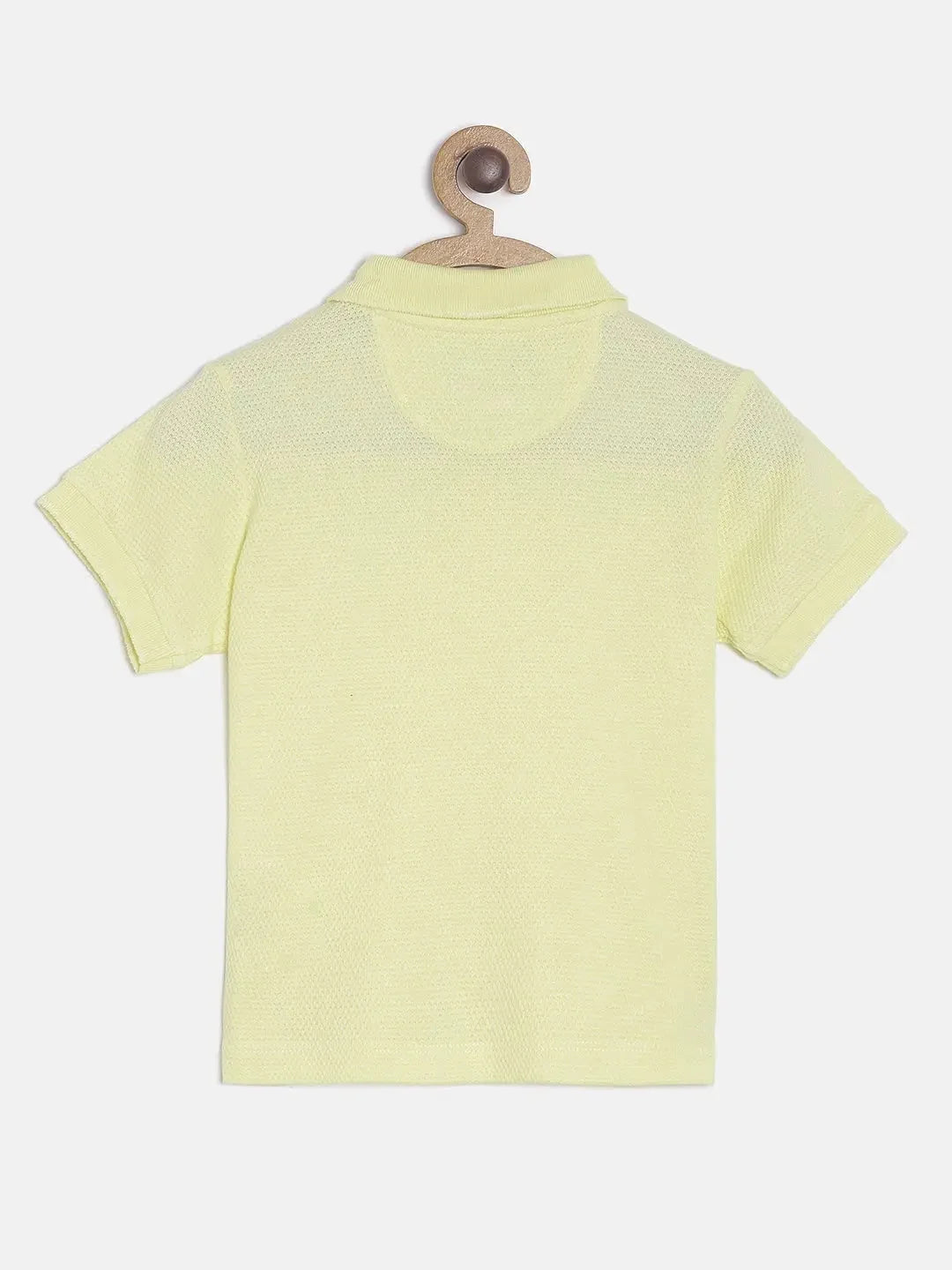 Yellow Solid Self Fabric Polo Cotton T-shirt - Ladore