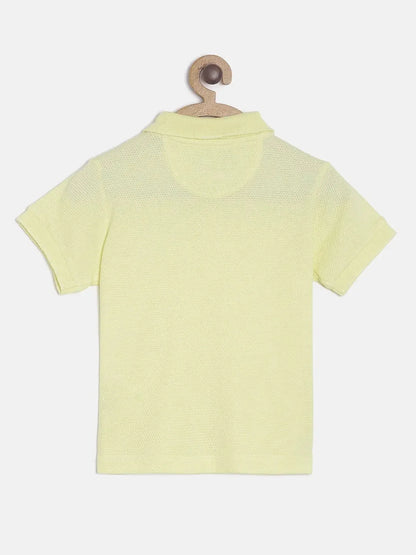 Yellow Solid Self Fabric Polo Cotton T-shirt - Ladore