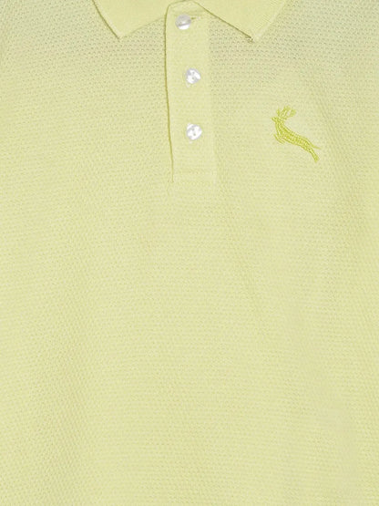 Yellow Solid Self Fabric Polo Cotton T-shirt - Ladore