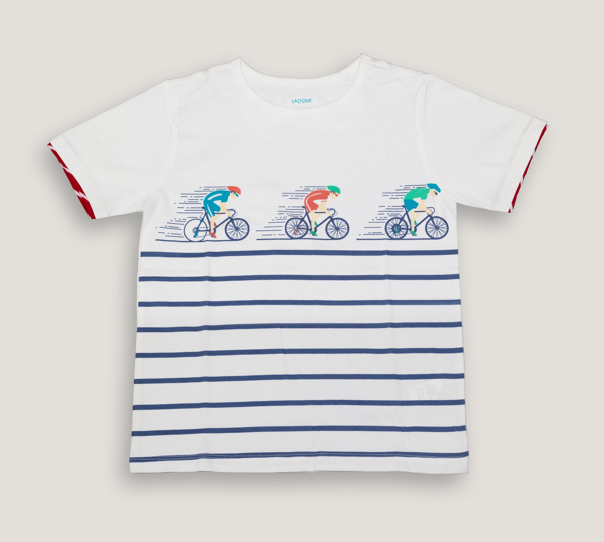 Ladore White Cycling Pure Cotton Half Sleeves Tshirt LADORE