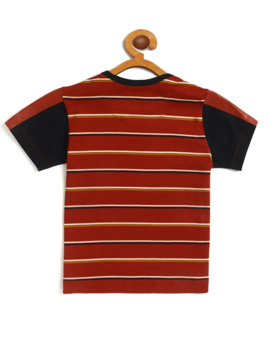 Kids Red Striped Half Sleeves Mercerised Cotton T-shirt freeshipping - Ladore